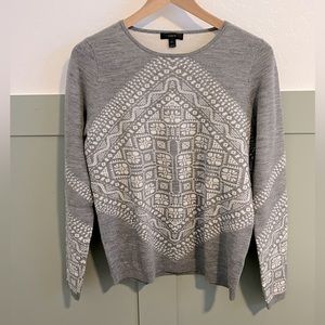 J.CREW Merino Wool Sweater | Size M | Grey & White